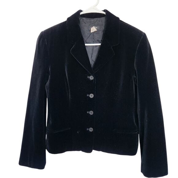 J. CREW Velvet Black Classic Blazer‎ 8 Preppy Retro Work Office Ivy Corpcore - Picture 1 of 6
